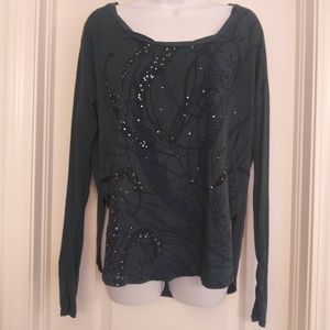 Free People Bling Abstract Long Sleeve Top